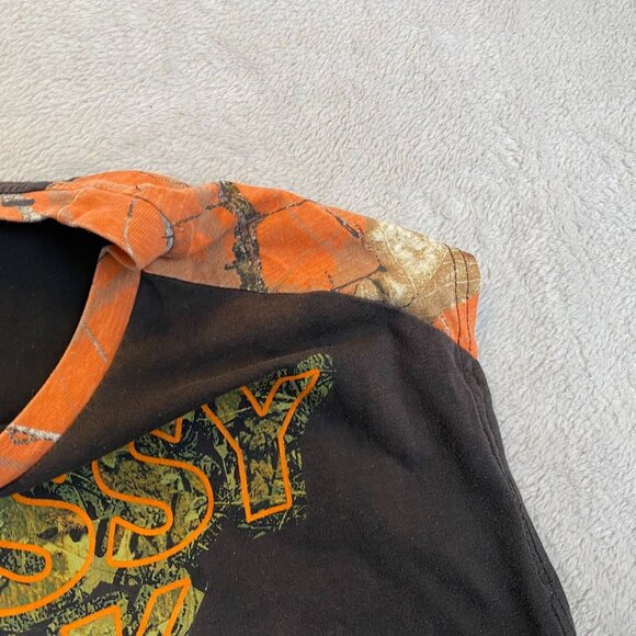 Mossy Oak Mens Tank Top 2XL Camouflage Sleeveless Graphic Logo Black Orange Hunt - Picture 4 of 7